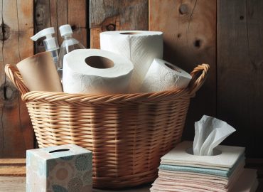 Wooden,Basket,That,Has,Toilet,Paper,Roll,,Kitchen,Tissue,Roll,